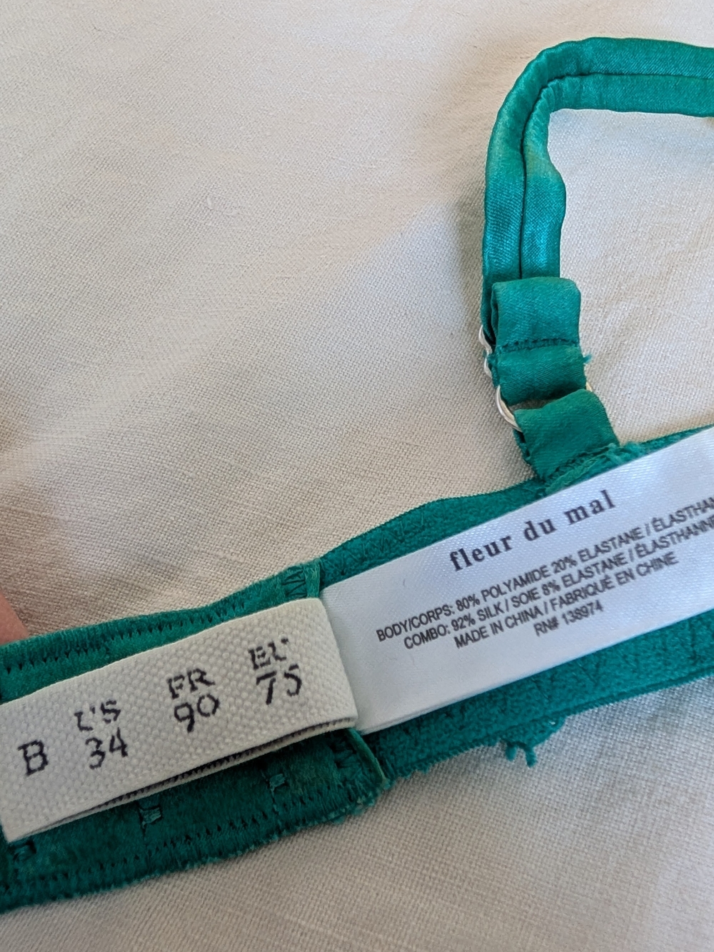 Fleur du Mal Teal Lace Push-Up Bra - Picture 5 of 5